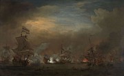 Encounter during the Battle of Kijkduin. 'Sea Battle between Cornelis Tromp on the ''Gouden Leeuw... Painting by Willem van de Velde -II- Encounter during the Battle of Kijkduin. 'Sea Battle between Cornelis Tromp on the ''Gouden Leeuw... Painting by Willem van de Velde -II-