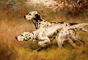 English Setters on Point Painting by Percival Leonard Rosseau