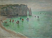Etretat, La Porte d'Aval, Fishing Boats Leaving the Harbour. Painting by Claude Monet -1840-1926-