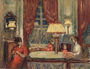 Evening Under The Lamps Painting by Pierre Bonnard