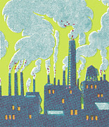 Factory and Pollution Drawing by CSA Images Factory and Pollution Drawing by CSA Images