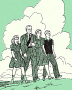 Family Walking Drawing by CSA Images