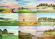 Famous Golf Courses In The USA Collage Painting by Bill Holkham