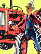 Farmer With Tractor Drawing by CSA Images
