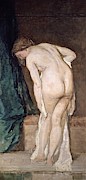 'Female Nude -after bathing-', ca. 1869, Spanish School, Oil on canvas, 185 cm x 90 cm, P04616. Painting by Eduardo Rosales -1836-1873-
