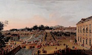 'Fernando VI and Barbara de Braganza in the Gardens of aranjuez', 1756, I... Painting by Francesco Battaglioli -c 1722-c 1796-