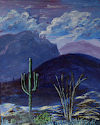 Finger Rock Evening, Tucson Painting by Chance Kafka