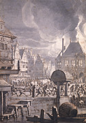 Fire At The Old Town Hall In Amsterdam, 17th July 1652 Painting by Jan Van Der Heyden