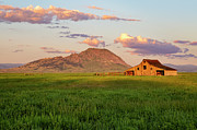 First Light On Barn and Butte Photograph by Denise Bush