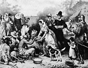 First Thanksgiving Dinner Illustration Photograph by American Stock Archive