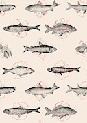 Fishes in Geometrics Digital Art by Florent Bodart