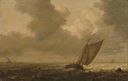 Fishing boat with the wind in the sails. Painting by Pieter Mulier -I-