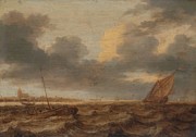 Fishing boats in choppy waters. Painting by Jan Porcellis Fishing boats in choppy waters. Painting by Jan Porcellis