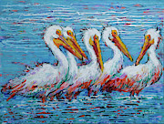 Flock Of White Pelicans Painting by Jyotika Shroff