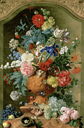 Flowers In A Terracotta Vase, 1736 Painting by Jan Van Huysum