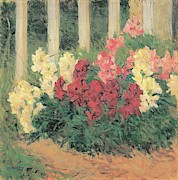 Flowers in front of a garden fence 1909 Oil on canvas, 50 x 100cm. Painting by Koloman Moser Flowers in front of a garden fence 1909 Oil on canvas, 50 x 100cm. Painting by Koloman Moser