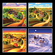 Four Seasons Squared/black Painting by Robin Moline