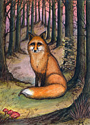 Fox in the Woods Painting by Katherine Miller