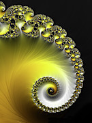 Fractal Spiral yellow and black Digital Art by Matthias Hauser