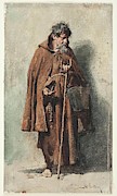 'Friar begging'. 1862 - 1867. Watercolour, Pencil on white paper. Painting by Mariano Fortuny y Marsal -1838-1874-
