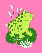 Frog Sitting on Lily Pad Drawing by CSA Images Frog Sitting on Lily Pad Drawing by CSA Images