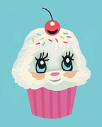 Frosted Cupcake with Eyes Drawing by CSA Images Frosted Cupcake with Eyes Drawing by CSA Images