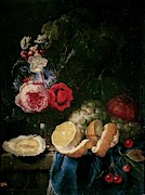 'Fruits and Flowers', 1664, Flemish School, Oil on canvas, 48 cm x 33 cm, P01775. Painting by Joris van Son -1623-1667- 'Fruits and Flowers', 1664, Flemish School, Oil on canvas, 48 cm x 33 cm, P01775. Painting by Joris van Son -1623-1667-