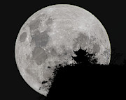 Full Moon Behind Clifftop Gazebo in Chengdu China Photograph by William Dickman