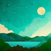 Full Moon Dreams And Mountains Of Green Painting by Little Bunny Sunshine