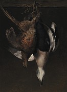 Game. A Pheasant And An Eider Painting by Johan Laurentz Jensen Game. A Pheasant And An Eider Painting by Johan Laurentz Jensen