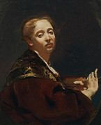 Giambattista Piazzetta -Venice, 1682-1754-. Portrait of Giulia Lama -ca. 1715 - 1720-. Oil on can... Painting by Giovanni Battista Piazzetta -1683-1754-