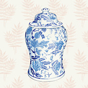 Ginger Jar Vi Coral No Border Painting by Wild Apple Portfolio