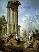 Giovanni Paolo Panini / 'Saint Paul Prophesying Amongst the Ruins', ca. 1735, Italian School. Painting by Giovanni Paolo Pannini -1691-1765-