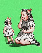 Girl and a Doll Drawing by CSA Images
