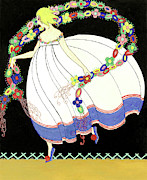 Girl Dancing with a Garland Painting by French School