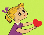 Girl Holding a Heart Drawing by CSA Images Girl Holding a Heart Drawing by CSA Images