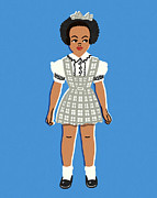 Girl Wearing Jumper Dress Drawing by CSA Images Girl Wearing Jumper Dress Drawing by CSA Images