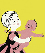 Girl With Doll Drawing by CSA Images Girl With Doll Drawing by CSA Images