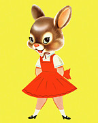 Girl with Rabbit Head Drawing by CSA Images