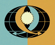 Globe and Arrows Drawing by CSA Images Globe and Arrows Drawing by CSA Images