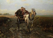 Gluckliche Kutschfahrt Painting by Alfred Von Wierusz-kowalski