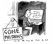 Gone Phishing Drawing by Russel Herneman