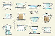 Good Brew Coffee Cups Painting by Sue Schlabach