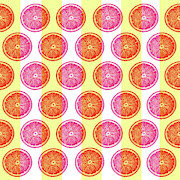 Grapefruit Slice Pattern 1 - Tropical Pattern - Tropical Print - Lemon - Orange - Fruit - Tangerine Mixed Media by Studio Grafiikka