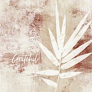Grateful Autumn Clay Leaf - Art by Linda Woods Mixed Media by Linda Woods