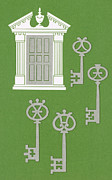 Greek Revival Door and Four Keys Drawing by CSA Images