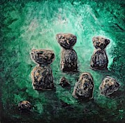 Green Ancient Latte Stone Site Painting by Michelle Pier