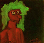 Green Hair Painting by Gabby Tary