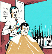 Haircut at the barber's Drawing by CSA Images Haircut at the barber's Drawing by CSA Images