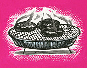 Hamburgers Cooking on Small Grill Drawing by CSA Images Hamburgers Cooking on Small Grill Drawing by CSA Images
